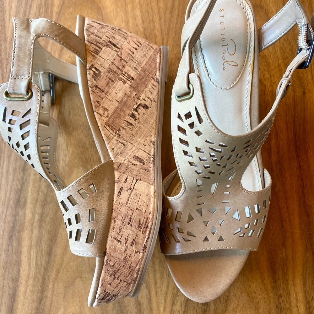 Tan Wedge Sandals